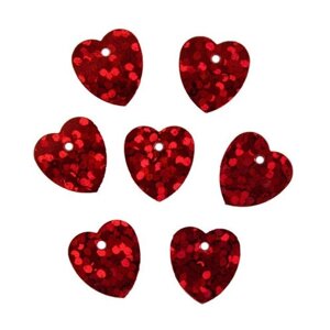 Пайетки Астра "Сердечки", 10x10 мм (цвет №50103, красный голограмма), 10 упаковок по 10 грамм