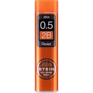 Pentel Грифели для карандашей автоматических Ain Stein 0.5 мм 40 грифелей в тубе C275-2BO 2B
