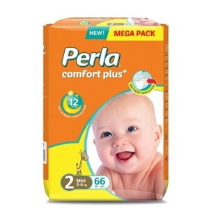 Perla подгузники Mega Mini, 2, 3-6 кг, 66 шт.