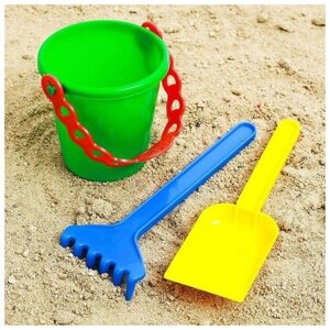 Песочный набор: ведёрко, лопатка, грабельки, 3 шт.