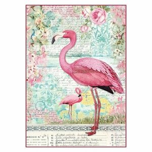 Декупажная карта - Розовый фламинго, на рисовой бумаге, 21 х 29,7 см, 1 шт. в Москве от компании М.Видео