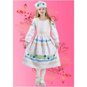 Набор для вышивания детского платья с кокошником Каролинка "Ромашковый цвет", КДПН-02, размер 134-146
