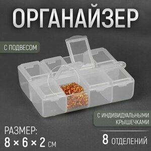 Органайзер для рукоделия, с подвесом, 8 отделений, 8 x 6 x 2 см, цвет прозрачный в Москве от компании М.Видео