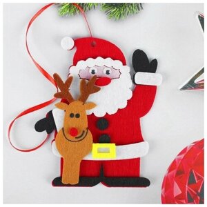 Набор для творчества - создай ёлочное украшение из фетра «Дед мороз с оленем» в Москве от компании М.Видео