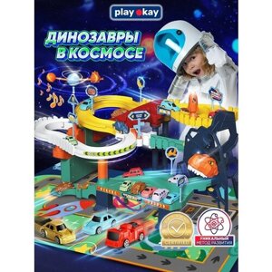 Play Okay Парковка для машинок детская автотрек гараж паркинг с горкой в Москве от компании М.Видео