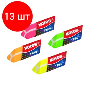 Комплект 13 штук, Ластик Kores треугольный неоновый в дисплей-боксе, цвет в асс 40503 в Москве от компании М.Видео