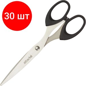 Комплект 30 штук, Ножницы Attache 169 мм с пластик. эллиптическими ручками, цвет черный в Москве от компании М.Видео