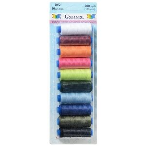 Gamma Набор швейных нитей №05 40/2 200 ярдов, разноцветный 183 м х 10 шт. в Москве от компании М.Видео
