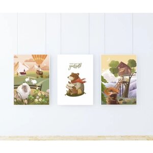 Набор плакатов "Маленький мир" 3 шт. / Набор интерьерных постеров формата А2 (40х60 см) без рамы