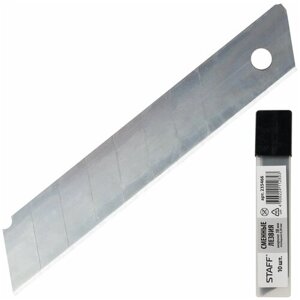 Лезвия для ножей 18 мм комплект 10 ШТ, толщина лезвия 0,38 мм, в пластиковом пенале, STAFF, 235466, (20 шт.) в Москве от компании М.Видео