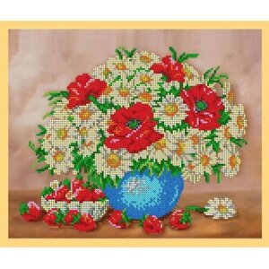 Вышивка бисером картины Весенний букет с клубникой 30*24см в Москве от компании М.Видео