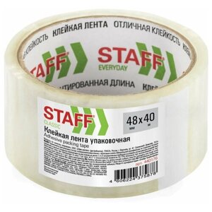 Клейкая лента упаковочная 48 мм x 40 м, прозрачная, толщина 40 микрон, STAFF CLASSIC, 440176 (арт. 440176) в Москве от компании М.Видео