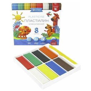 Пластилин GLOBUS «Классический», 8 цветов, 160 г, рекомендован педагогами в Москве от компании М.Видео