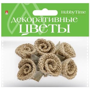 Декоративные цветы из мешковины в связке, набор №13, 4 штуки в Москве от компании М.Видео