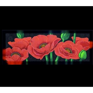 Алмазная мозаика "Красные маки" на подрамнике, 22х66 см, цветы в Москве от компании М.Видео