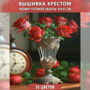 Вышивка крестом Букет роз набор для вышивания схема на канве в Москве от компании М.Видео