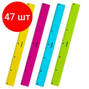 Комплект 47 шт, Линейка пластиковая 30 см юнландия "Color", тонированная, ассорти, 210754 в Москве от компании М.Видео