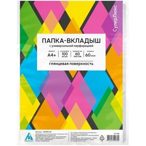 Папка-вкладыш Бюрократ СуперЛюкс -060GSLUX глянцевые А4+ 60мкм (упак:100шт) в Москве от компании М.Видео