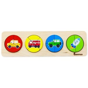 Сортер для малышей деревянный JoyToys "Транспорт в кружочках" 15 деталей Развивающие игрушки от 3 года Монтессори игрушки для детей