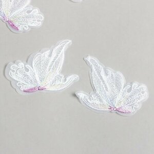 Декор для творчества текстиль вышивка "Полёт бабочки" белая 7,2х5 см, 5 штук в Москве от компании М.Видео