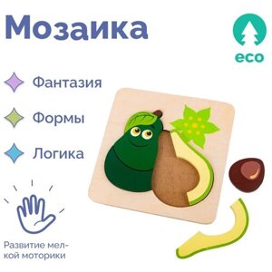 Мозаика для малышей вкладыш из дерева "Яблоко ", развивающая деревянная игра для мелкой моторики, сортер, пазл в Москве от компании М.Видео