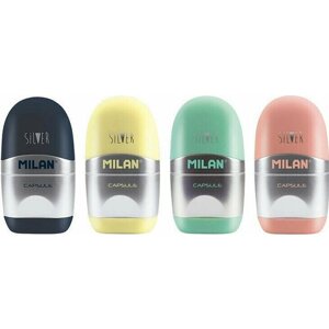 Ластик Ластик -точилка Milan CAPSULE SILVER+2 зап. ластика, цв в асс, блистBYM10356 в Москве от компании М.Видео