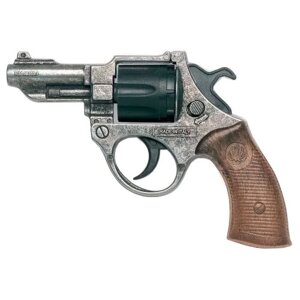 Игрушка Револьвер Edison Giocattoli Police Deluxe FBI Federal Antik (206/96), 12.5 см, серебристый/коричневый в Москве от компании М.Видео