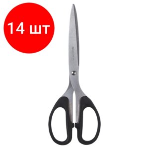 Комплект 14 шт, Ножницы BRAUBERG "Classic", 210 мм, чёрные, классической формы, 2-х сторонняя заточка, 230935 в Москве от компании М.Видео