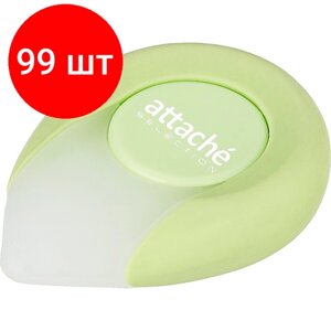 Комплект 99 штук, Ластик Attache Selection 2-в-1 с пластиковым держателем, зелёный в Москве от компании М.Видео