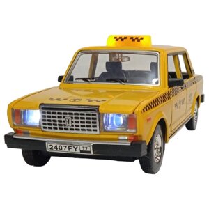 Металлическая машинка ВАЗ 2107 "Такси" 18 см, свет, звук, жёлтая в Москве от компании М.Видео