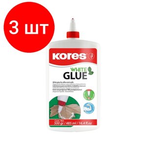 Комплект 3 штук, Клей ПВА 500г Kores, без растворителей в Москве от компании М.Видео