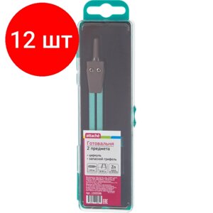 Комплект 12 наб, Готовальня Attache BF-A5 2пр/наб, циркуль 129 мм, мятный, пласт. пенал, европодв в Москве от компании М.Видео