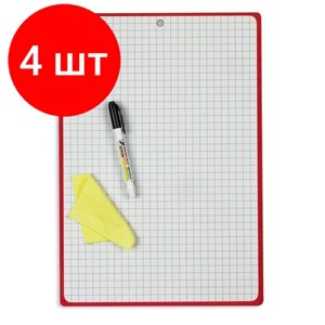 Комплект 4 штук, Доска маркерная Attache Line А3 белый/клетка + маркер в Москве от компании М.Видео