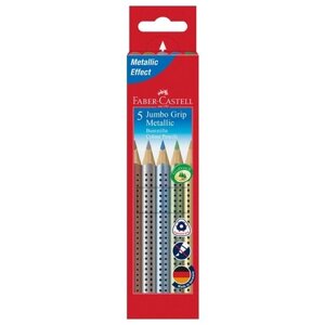 Faber-Castell Карандаши цветные Jumbo Grip Metallic 5 цветов (110993) разноцветный в Москве от компании М.Видео