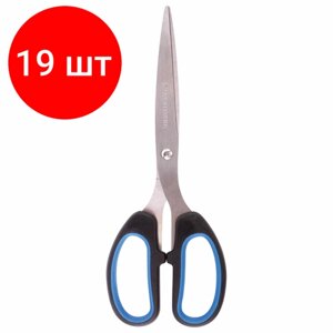 Комплект 19 шт, Ножницы BRAUBERG "Classic+", 205 мм, черно-синие, классической формы, резиновые вставки, 236449 в Москве от компании М.Видео