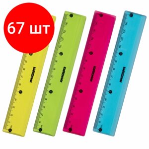 Комплект 67 шт, Линейка пластиковая 15 см юнландия "Color", тонированная, ассорти, 210752 в Москве от компании М.Видео