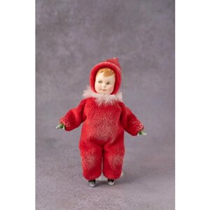 Новогодняя ёлочная игрушка "Малыш в красной шубке" серия зимние детки, авторская, ручная работа, интерьерная