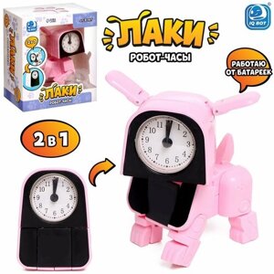 Робот-часы «Щенок», трансформируется в будильник, работает от батареек, цвет розовый в Москве от компании М.Видео