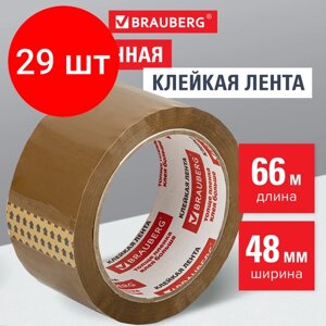 Комплект 29 шт, Клейкая лента упаковочная, 48 мм х 66 м, коричневая, толщина 45 микрон, BRAUBERG, 221687 в Москве от компании М.Видео