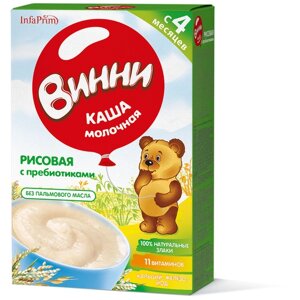 Каша Винни молочная рисовая с пребиотиками, с 4 месяцев, 200 г в Москве от компании М.Видео