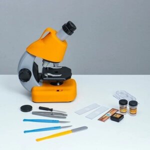Микроскоп "Юный биолог" кратность до х1200, желтый, подсветка в Москве от компании М.Видео
