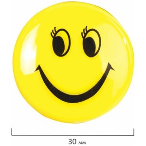 Магниты среднего диаметра, 30 мм, набор 5 штук, с рисунком смайлик, жёлтые, в блистере, STAFF "Basic", 237483 12 шт в Москве от компании М.Видео