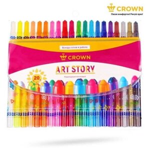 Мелки восковые 20 цветов Crown Art Story, выкручивающийся стержень, ПВХ, европодвес в Москве от компании М.Видео