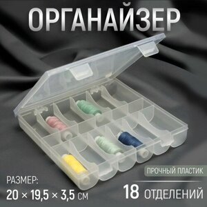 Органайзер для ниток, 18 отделений, 20  19,5  3,5 см, цвет прозрачный в Москве от компании М.Видео