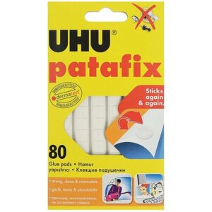 Подушечки клеящие UHU Patafix, 80 шт, бесследное удаление, многоразовые, белые, 39125 в Москве от компании М.Видео