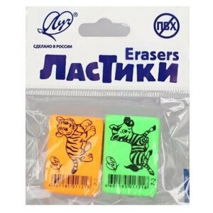 Набор ластиков 2 штуки Луч "ZOO", термопластичная резина (35 х 25 х 8 мм), микс в Москве от компании М.Видео