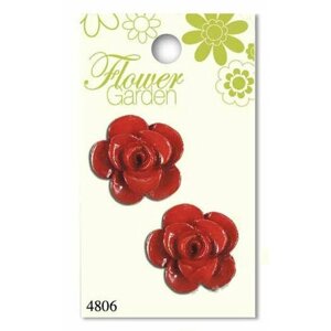 Пуговицы Flower Garden, в форме цветка, пластиковые, красные, 2 шт, 1 упаковка в Москве от компании М.Видео