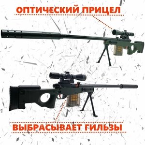 Игрушка детская "Снайперская винтовка AWM", оптический прицел, 20 мягких пулек, 6 гильз, зелёная в Москве от компании М.Видео