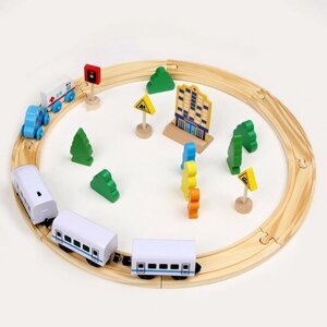 Детская железная дорога "Город", поезд на батарейках, для детей и малышей в Москве от компании М.Видео