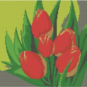 Вышивка бисером картины Красные тюльпаны 27*27см в Москве от компании М.Видео